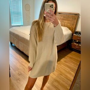 Cream knit sweater dress